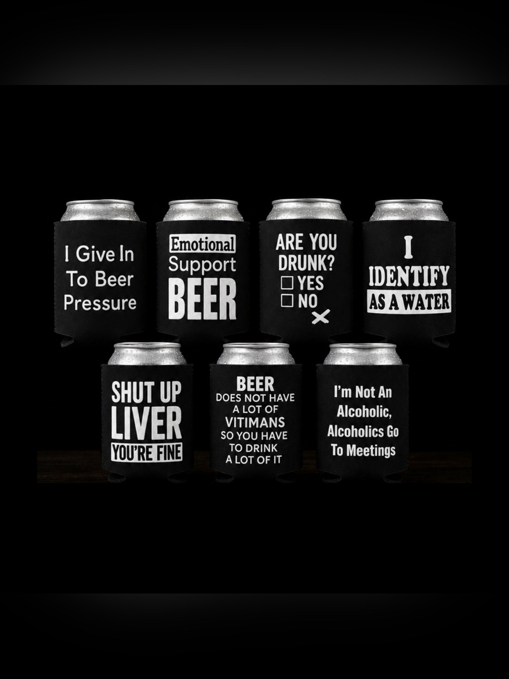 Set of 7 funny can koozies - great gifts, stocking stuffer